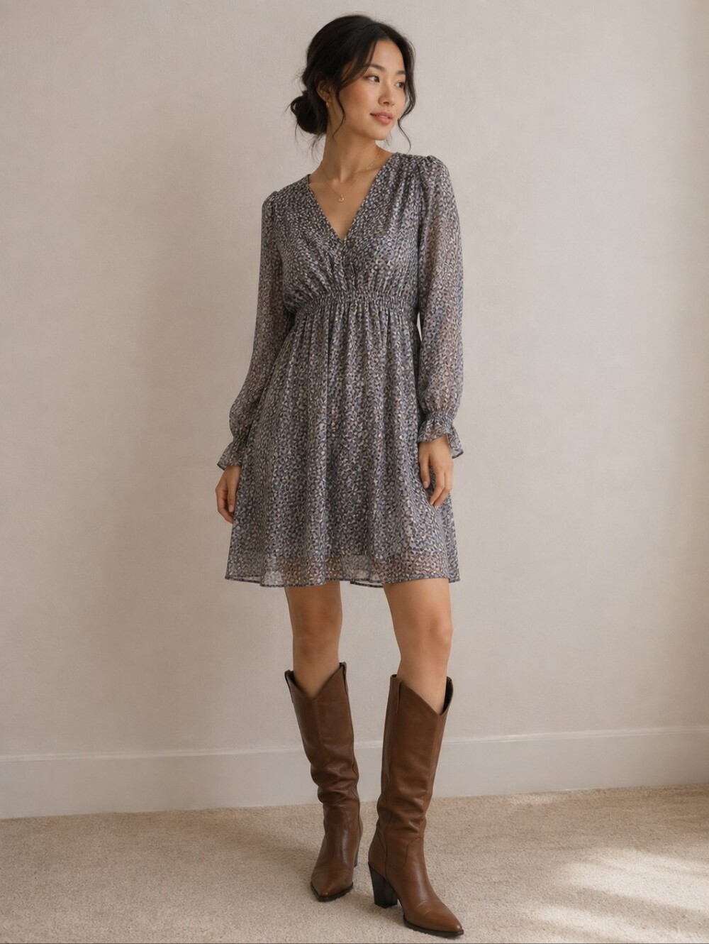 Reitmans Blue Floral Print Mini Dress